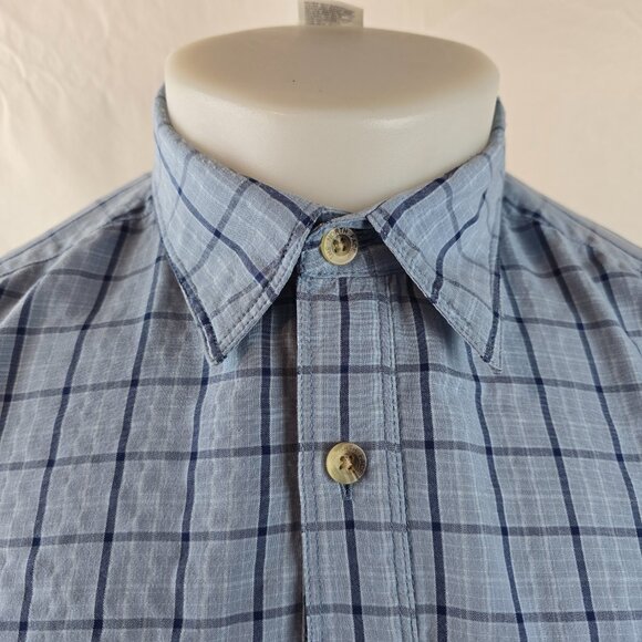 The North Face Shirt Mens Medium Blue Button Up Plaid Modal Outdoor Travel Gorp - Picture 2 of 9